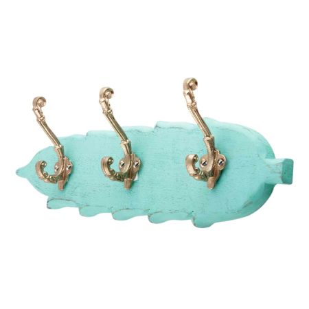 Sea Green Golden Small Wall Wooden Iron Hooks